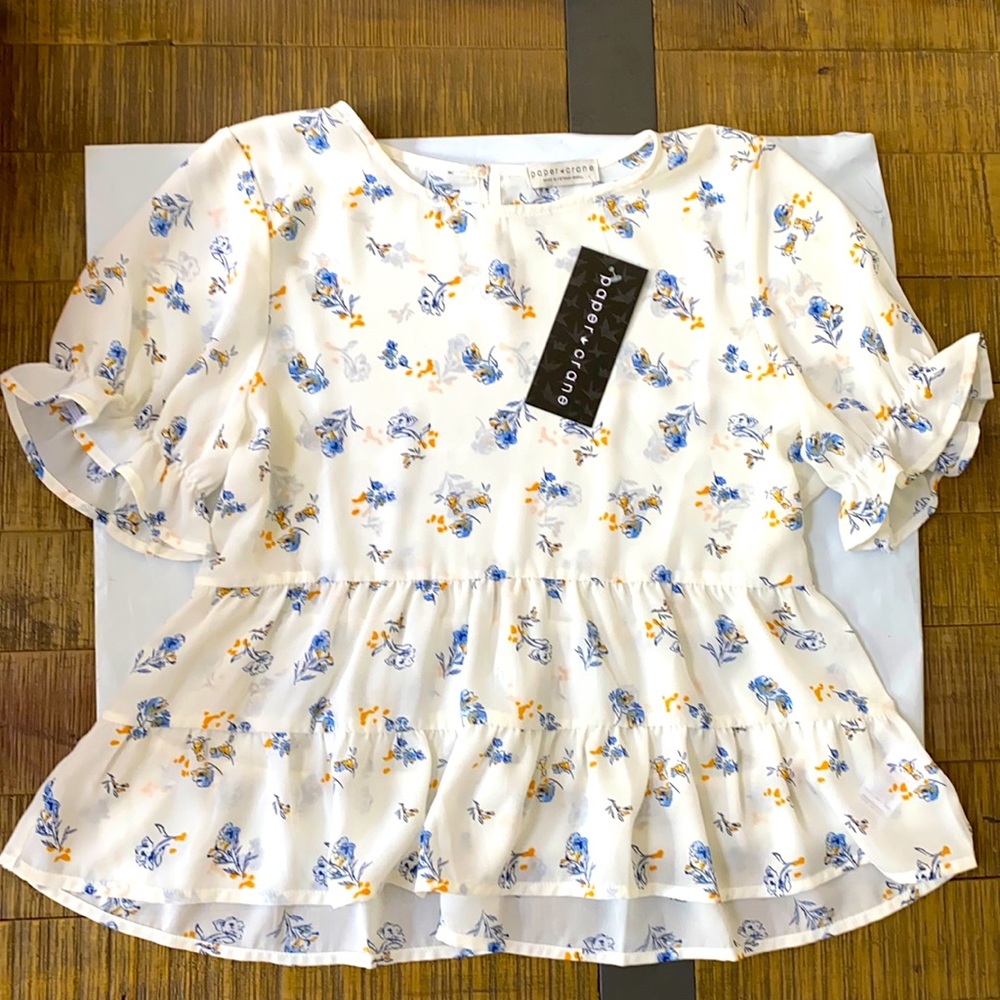 Paper Crane Anthro floral prairie cottagecore top